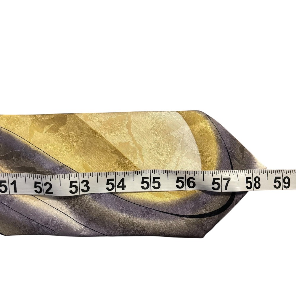 J GARCIA Silk Tie Mens Wetlands Collection 1996 Abstract Swirl‎ Yellow Purple - Picture 7 of 7